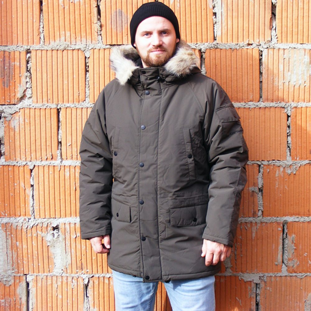 Carhartt WIP Anchorage Parka Herren Winterjacke grün/schwarz