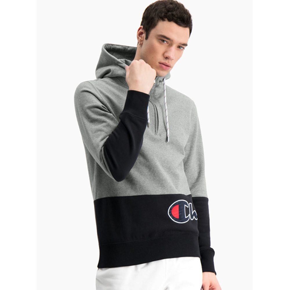 Champion Half Zip-Up Colour Block Wraparound Logo Hoodie Herren