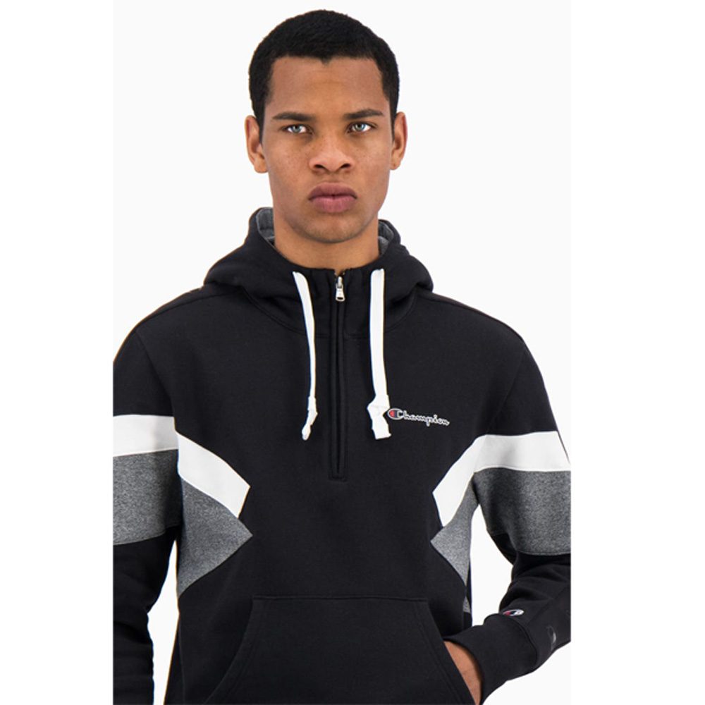 Champion Color Block Fleece Half Zip Hoodie Herren schwarz meinsportline