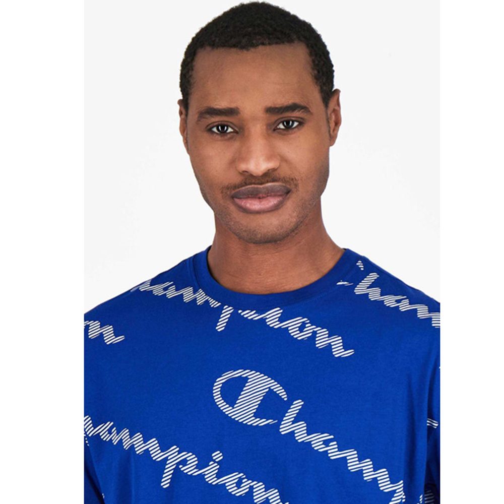 T-Shirt Herren Champion blau Printlogo