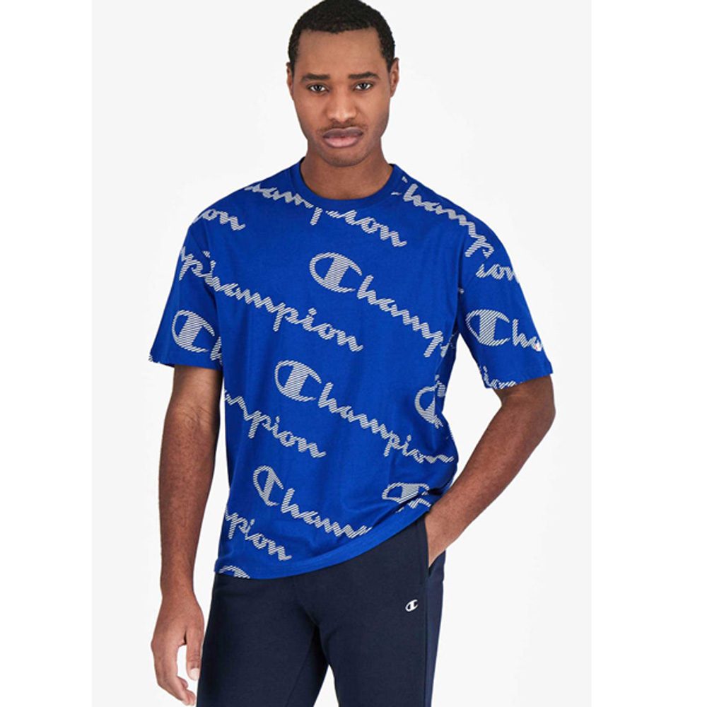 Champion Printlogo T-Shirt Herren blau