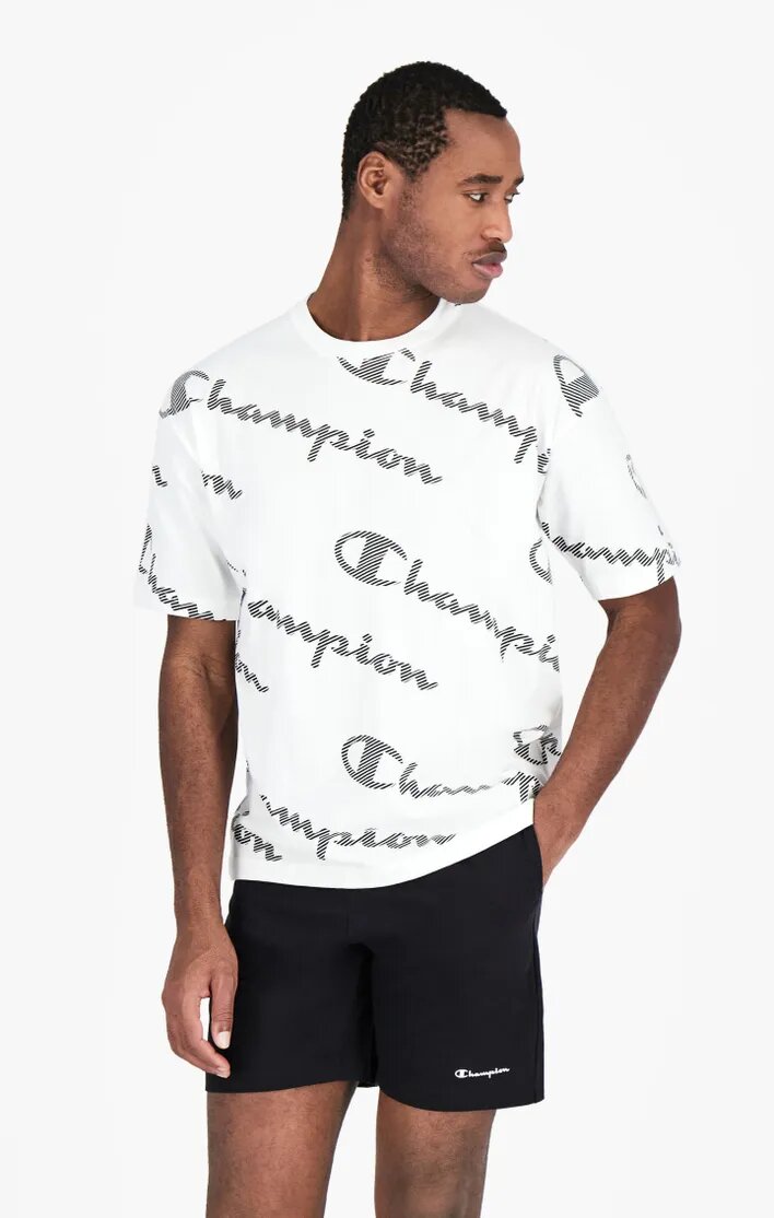 Champion Printlogo Allover-Streifeneffekt T-Shirt