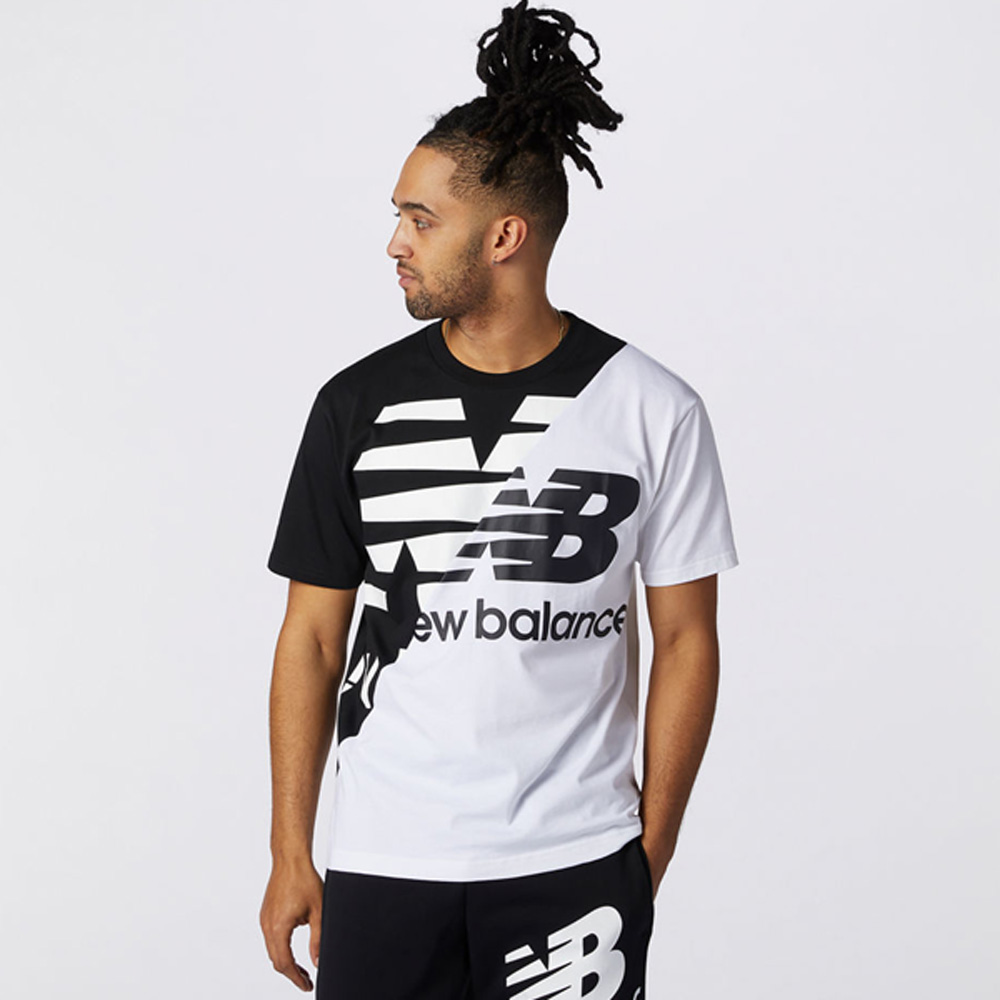 New Balance Athletics Splice T Shirt Herren schwarz weiB meinsportline
