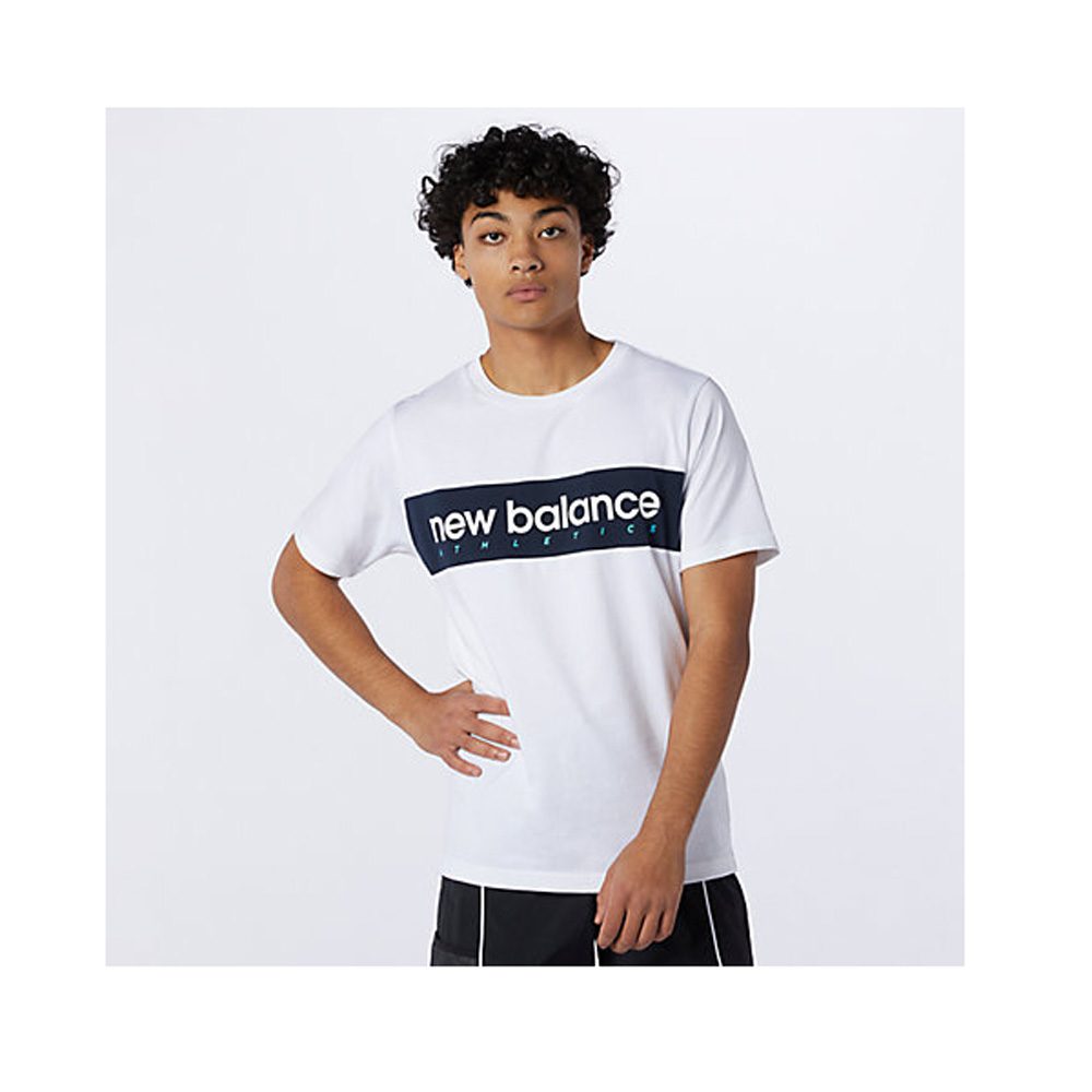 New Balance Linear NB T-Shirt Herren weiß