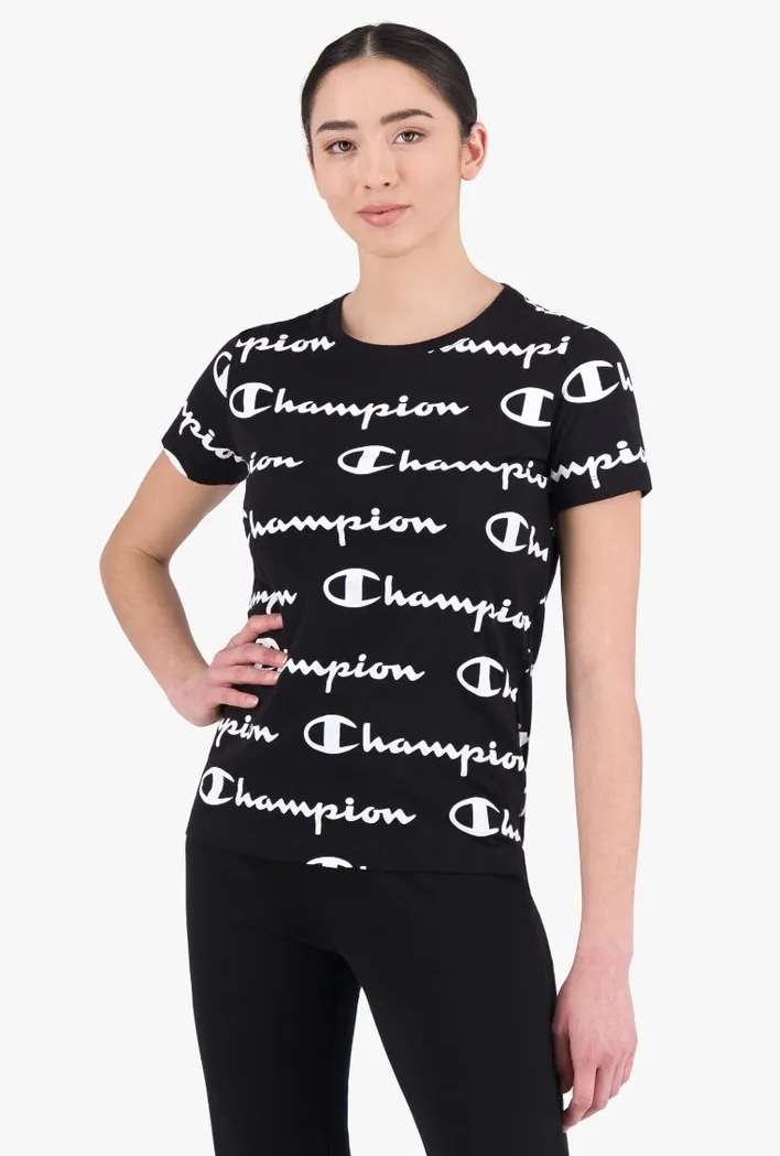 Champion Printlogo T-Shirt Damen schwarz -