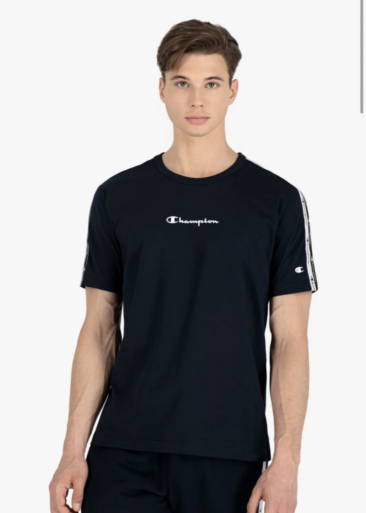 Champion Logo Paspel T-Shirt Herren blau