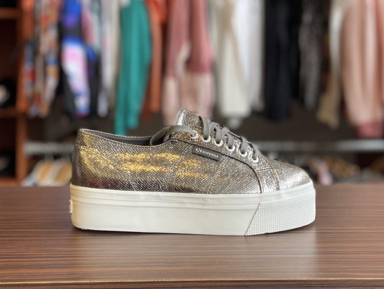 Superga 2790 Plateausohle Sneaker Damen Silber