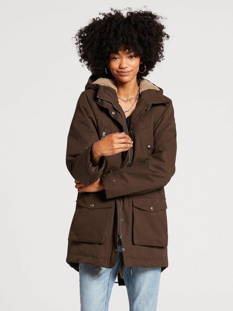 Volcom Walk On by Parka Wintermantel Damen Jacke braun