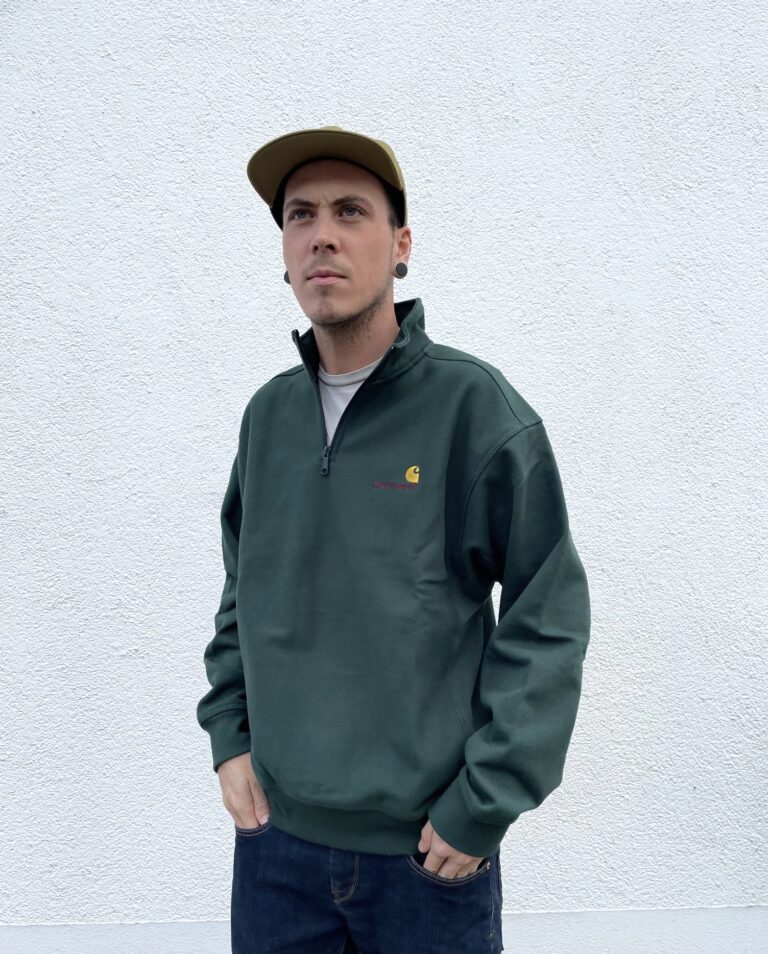 Carhartt WIP Half Zip American Script Sweatshirt Herren Pullover grün Gr. M