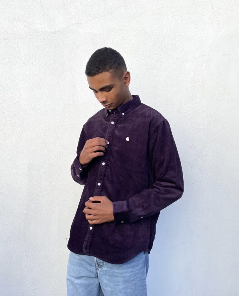 Carhartt WIP Madison Cord Langarm Hemd Herren lila