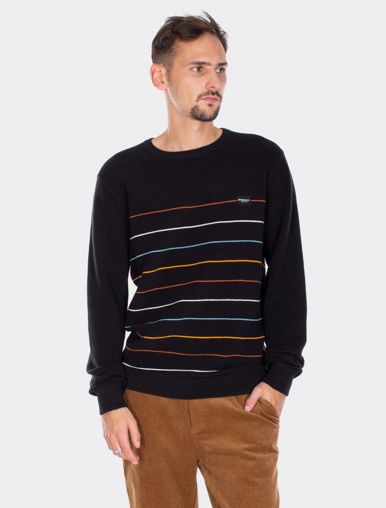 Iriedaily Auf Deck Stripe 2 Strick Sweatshirt gr.L (schwarz)