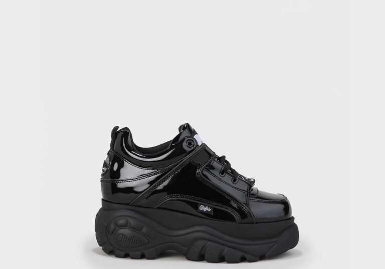 Buffalo Calf Patent London Plateauschuhe schwarz lack
