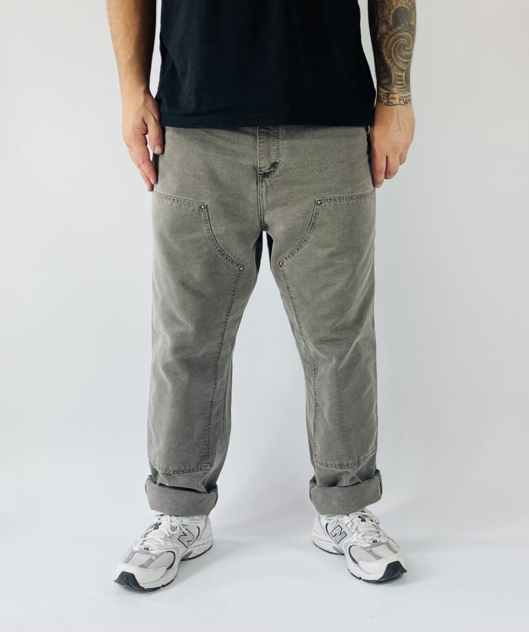 Carhartt Wip Double Knee Hose Black Faded Jeans Herren grau