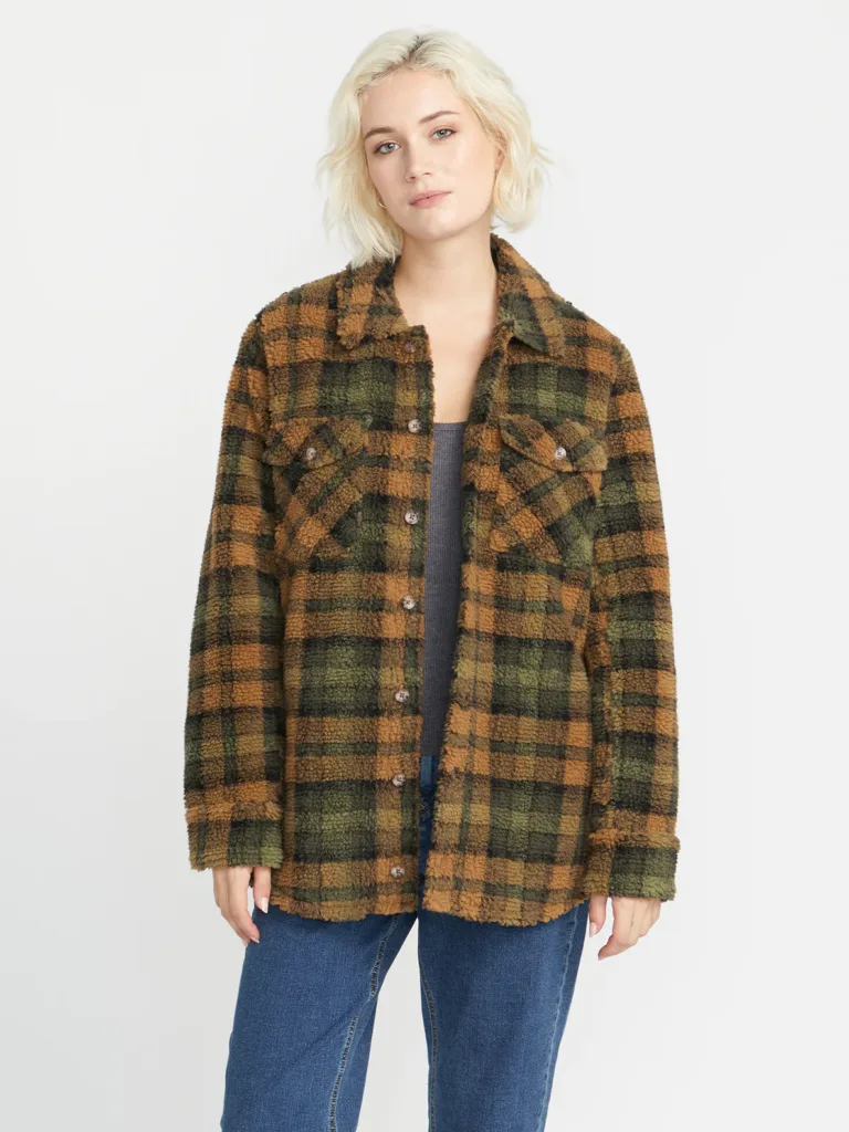 Volcom Sherpa Shirt Jacke Damen (braun/oliv)