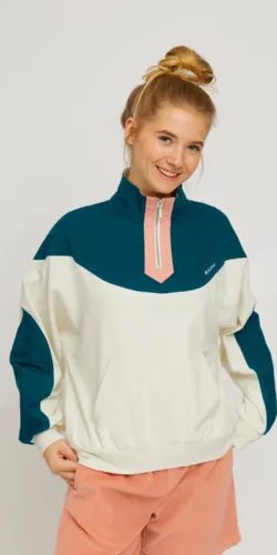 Mazine Vera Half Zip Damen Pullover (blau/beige)