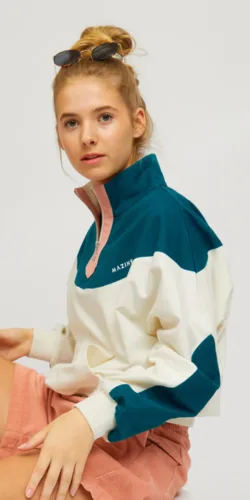 Mazine Vera Half Zip Damen Pullover (blau/beige)