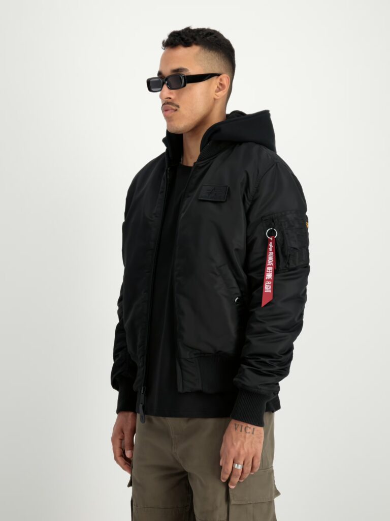 Alpha Industries MA 1 Kapuzen Bomberjacke Slim Fit Rainbow gr.S (schwarz)