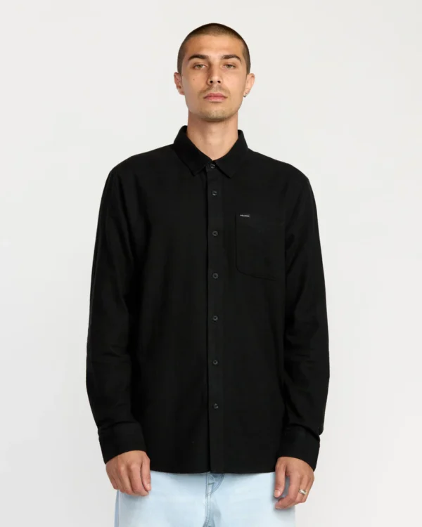 Volcom Caden Solid Hemd Antique Black (schwarz)