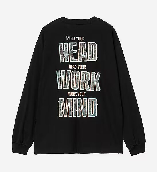 MIND YOUR HEAD, WORK YOUR MIND - Motivatives schwarzes Sweatshirt mit inspirierender Botschaft, ideal für sportliche Freizeit und Streetwear-Style.