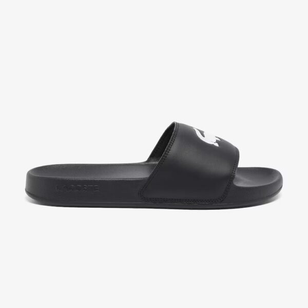 Lässiger schwarzer Sportsandale mit Logo-Design, bequemes Fußbett und rutschfeste Sohle, ideal für Freizeit und Sportaktivitäten. Perfekt für den Sommer, sportliche Looks und Komfort. Hochwertiges Mat.
