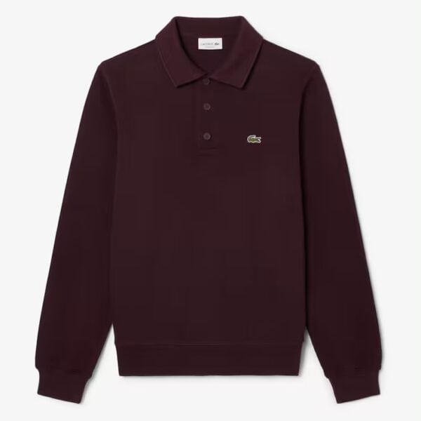 Lacoste Rippstrick Polo Pullover in Rot, klassischer Stil, hochwertiges Material, sportlich-elegant für Damen und Herren.