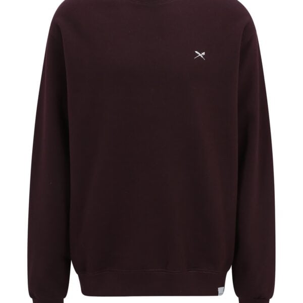 Dunkelroter Iriedaily Mini Flag 2 Pullover mit kleinem Logo auf der Brust, bequemes Design, ideal für Streetwear und Freizeit.