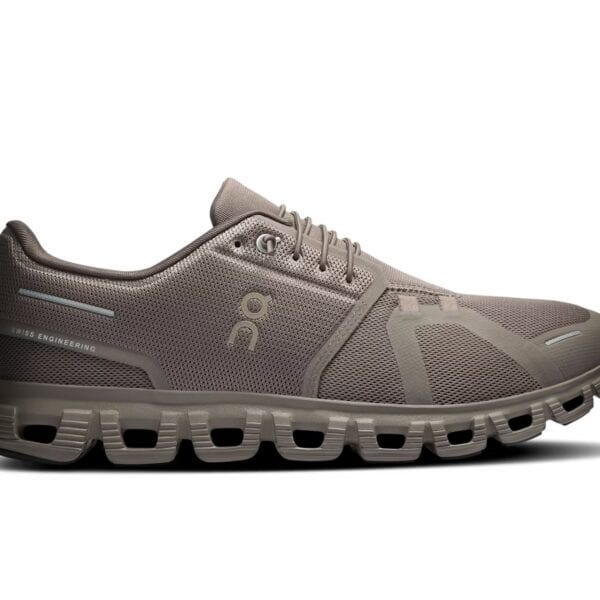 Der ON Cloud 6 Sneaker in Ash Cinder mit atmungsaktivem Mesh und innovativem CloudTec-Dämpfungssystem für Komfort und Leistung.