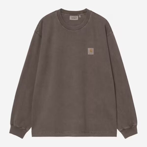 Carhartt Wip Vista Longshirt in Tobacco, Garment Dyed, braun, bequemes Langarmshirt für Herren, hochwertiger Baumwollstoff, modisches Design.
