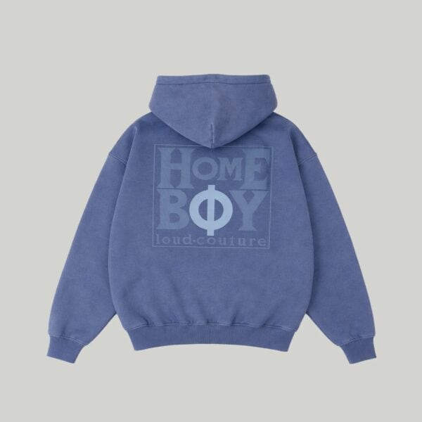 Navy blauer Kapuzenpullover von Homeboy Old School mit großem Logo auf der Rückseite, bequem und stylisch für den Alltag.