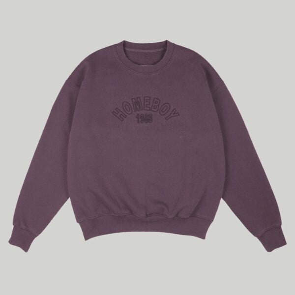 Lässiger maroonfarbener Homeboy 1988 Crew Pullover mit Washed-Effekt, bequemes Sweatshirt für sportlichen und casual Look.