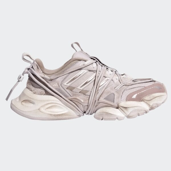 Damen-Sneaker Adidas XLG Deluxe 2.0 Vintage Runner in Grau-Rosa Metallic, sportlich und stylisch für Damen, ideal für Freizeit und Sport.
