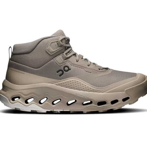 Der wasserdichte Outdoor-Sneaker ON Cloudhorizon 2 Mid in Grau und Grün, ideal für Outdoor-Aktivitäten bei jedem Wetter.